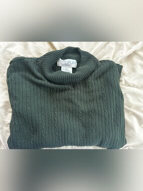 Principles Women's Dark Green Cable Turtleneck Sweater
